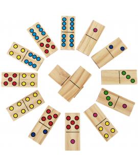 Wooden Math Dominoes with Numbers - Colored Dots - 28 pcs Wooden Math Dominoes with Numbers - Colored Dots - 28 pcs