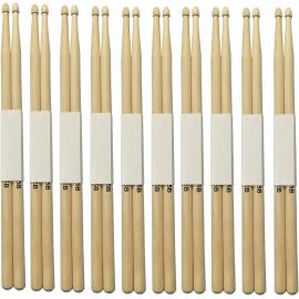 5B Maple Wood Drumsticks with Wooden Tips 10-Pair Set