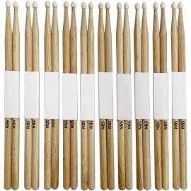 5BN Oak Wood Drumsticks with Nylon Tips, 10 pair set