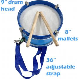9-inch Blue Marching Drum for Kids