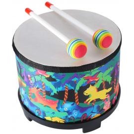Floor Drum for Children - 8 inch - Plastic Head - 2 Mallets - Blue