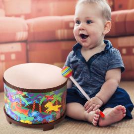 Floor Drum for Children - 8 inch - Plastic Head - 2 Mallets - Blue