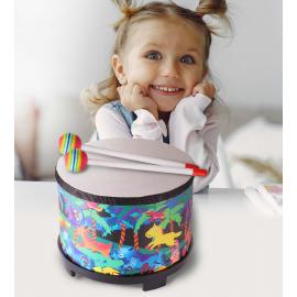 Floor Drum for Children - 8 inch - Plastic Head - 2 Mallets - Blue