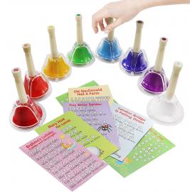 Diatonic 8-note Multi-Color Musical Hand Bells with Buttons