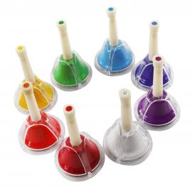 Diatonic 8-note Multi-Color Musical Hand Bells with Buttons