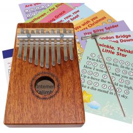 Wooden Kalimba 10 Notes 12-sheet music cards