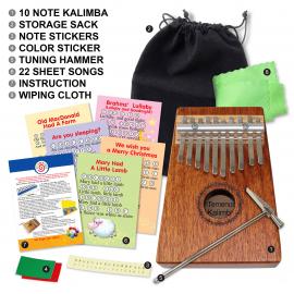 Wooden Kalimba 10 Notes 12-sheet music cards