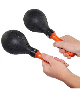Black Maracas Plastic Shells, Wooden Handles, 10 inch Black Maracas Plastic Shells, Wooden Handles, 10 inch