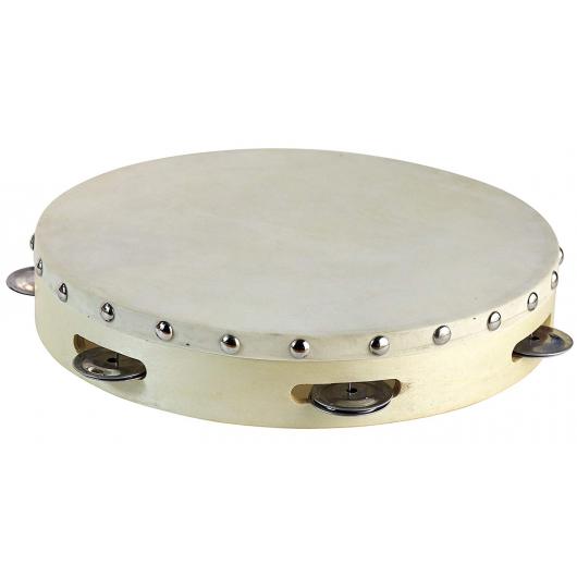 Tambourine 10 inch for Adults Handheld Tambourine Drum with Metal Jingles for Church