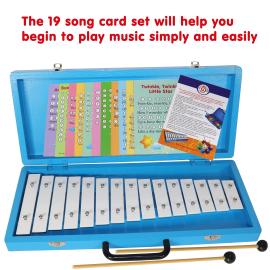 15 White Keys Glockenspiel in the Blue Wooden Case