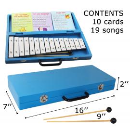 15 White Keys Glockenspiel in the Blue Wooden Case