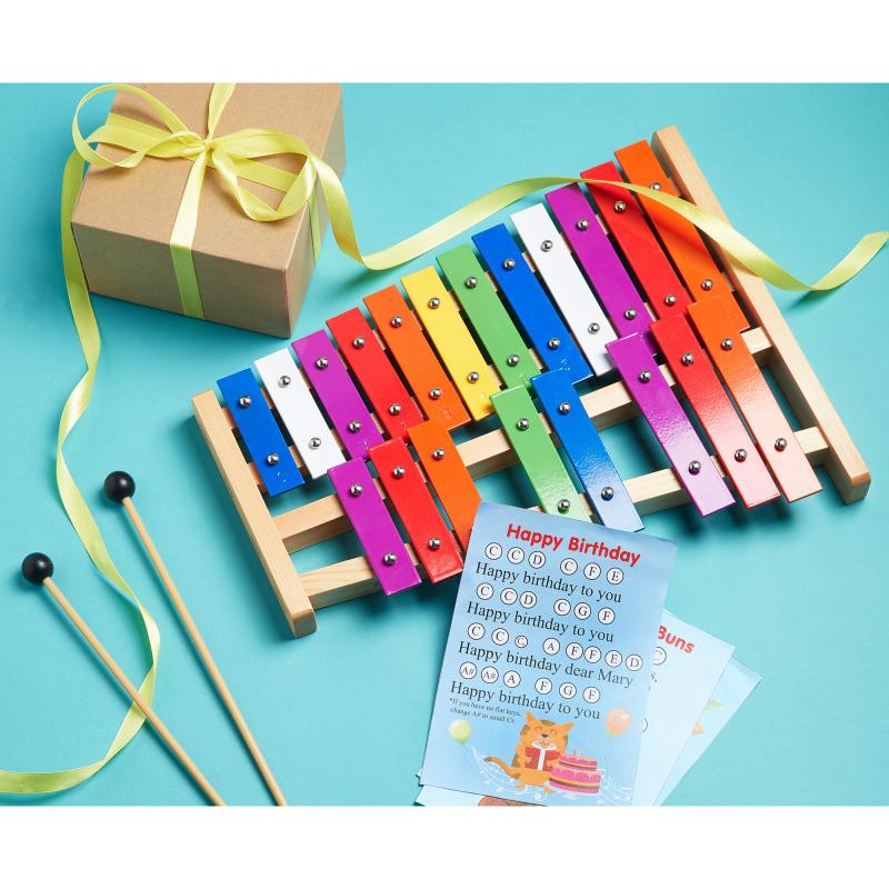 Buy Xylophone 20 Notes Chromatic FC Tuned Glockenspiel with Colorful Metal Keys inTemenos