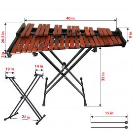 37 Key Chromatic Xylophone on Metal Stand, Carrying bag