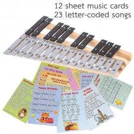 Glockenspiel 25 Note Chromatic C-C Tuned, Carrying Case, 4 Mallets, Sheet Music Cards