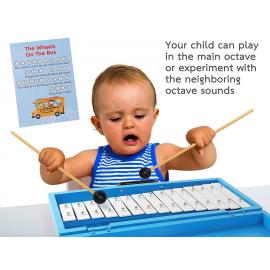 15 White Keys Glockenspiel in the Blue Wooden Case