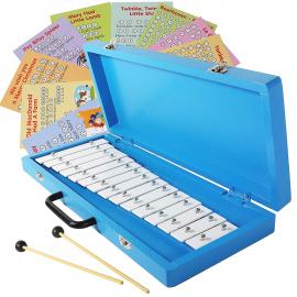 15 White Keys Glockenspiel in the Blue Wooden Case