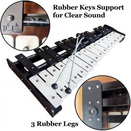 Glockenspiel 25 Note Chromatic A-A Tuned Xylophone, Black Soft Bag
