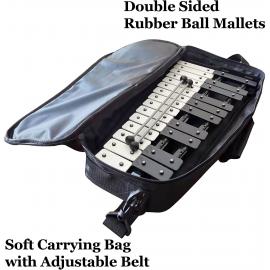 Glockenspiel 25 Note Chromatic A-A Tuned Xylophone, Black Soft Bag