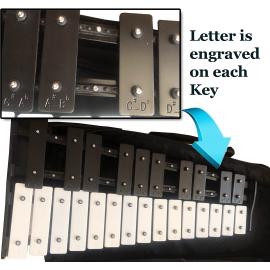 Glockenspiel 25 Note Chromatic A-A Tuned Xylophone, Black Soft Bag
