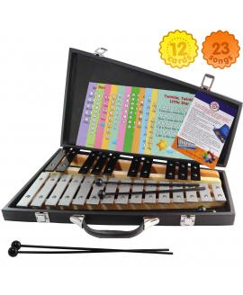 Glockenspiel 25 Note Chromatic C-C Tuned, Carrying Case, 4 Mallets, Sheet Music Cards Glockenspiel 25 Note Chromatic C-C Tuned, Carrying Case, 4 Mallets, Sheet Music Cards