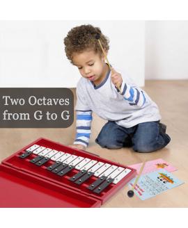 Glockenspiel 25-Note Chromatic Xylophone in Red Wooden Case Glockenspiel 25-Note Chromatic Xylophone in Red Wooden Case